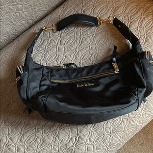 Nicole Miller Black and Gold Shoulder Bag with Elegant Design
